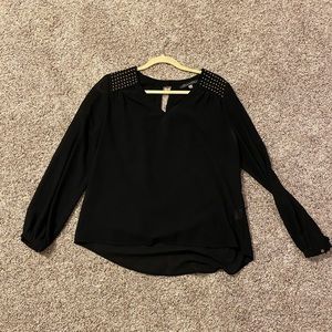 Studded shoulder black top